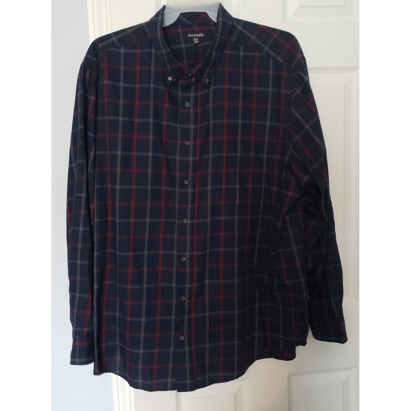 George Brand Mens Long Sleeve Shirt Size 3xl 5456 Plaid